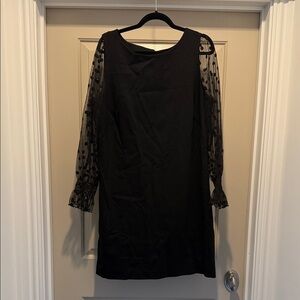 Talbots Size 18 NWT Black Sheer-Sleeve Shift Dress